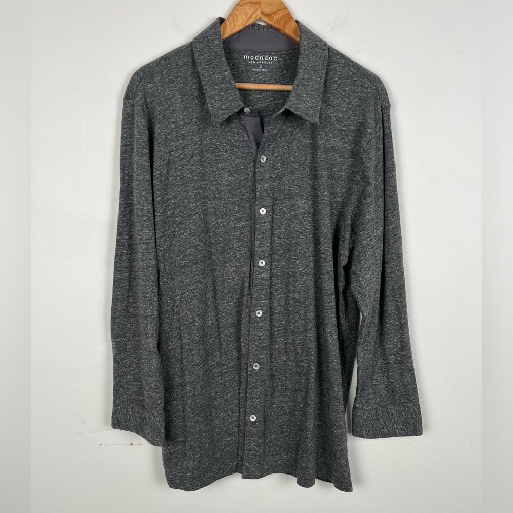 Mododoc Heather Gray Men’s Cotton Casual Button Down Classic Shirt